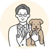 犬を抱えた男性医者のイラスト