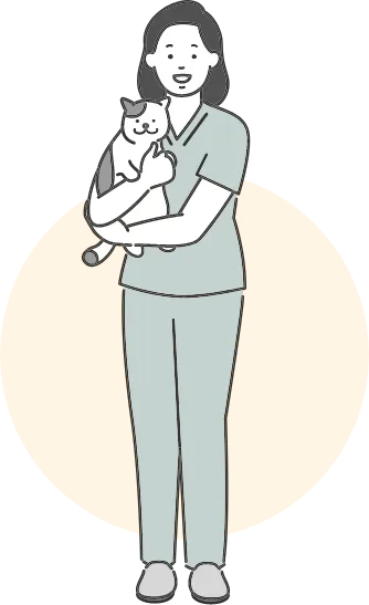 猫を抱えた女性医者のイラスト